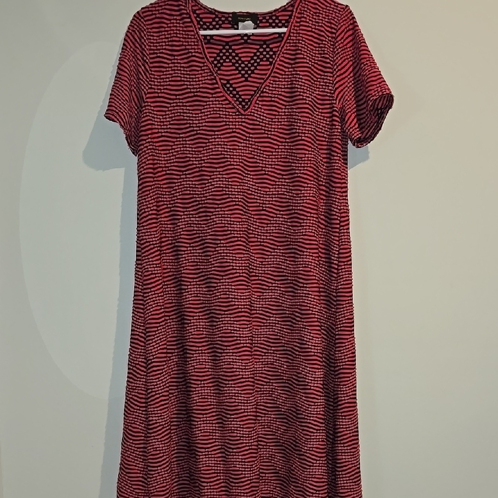 Espresso Pink and Black A-line Midi Dress